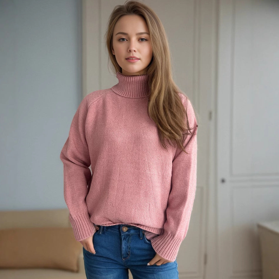 Damen Strickpullover mit hochgeschlossenem Kragen und strukturiertem Muster Drune