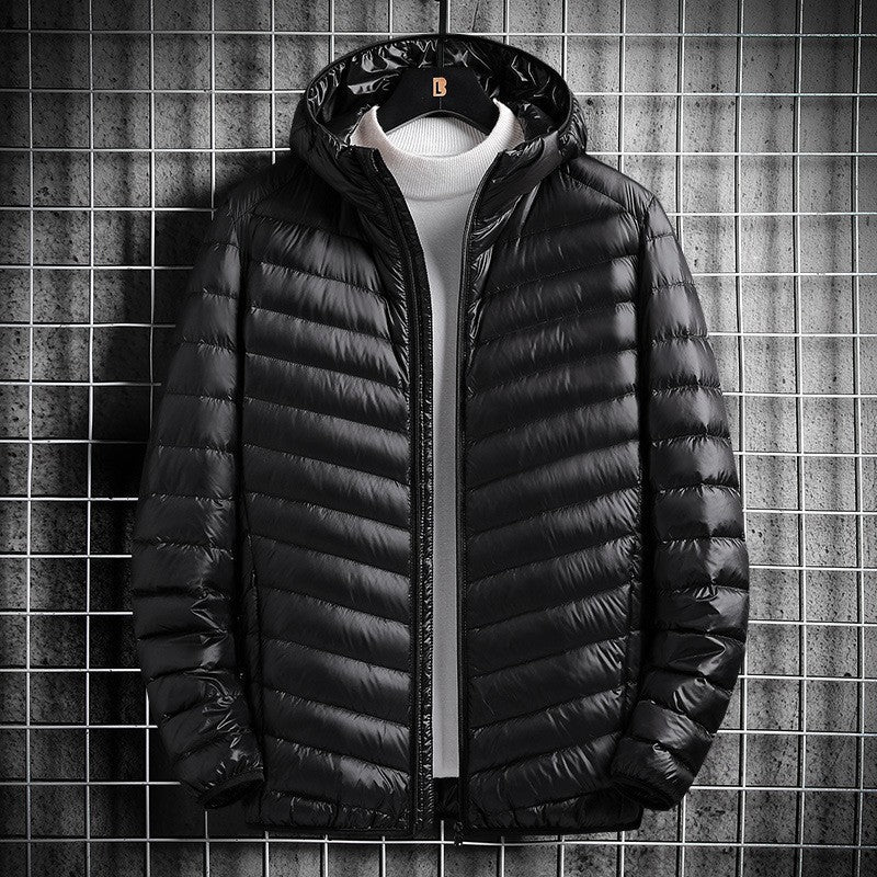 Herren nan ultraleichte Steppjacke mit Kapuze, winddichter Außenhülle und packbarem Thermofutter Drune
