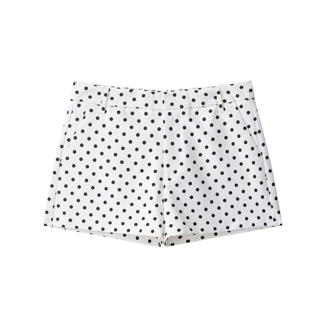 Damen nan weite High-Waist Schlaghose mit Punkteprint und elastischem Bund Drune