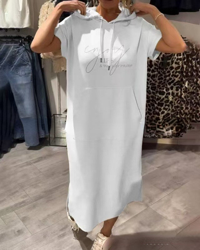 Damen Hoodie-Kleid mit praktischen Einschubtaschen und seitlichen Schlitzen Drune