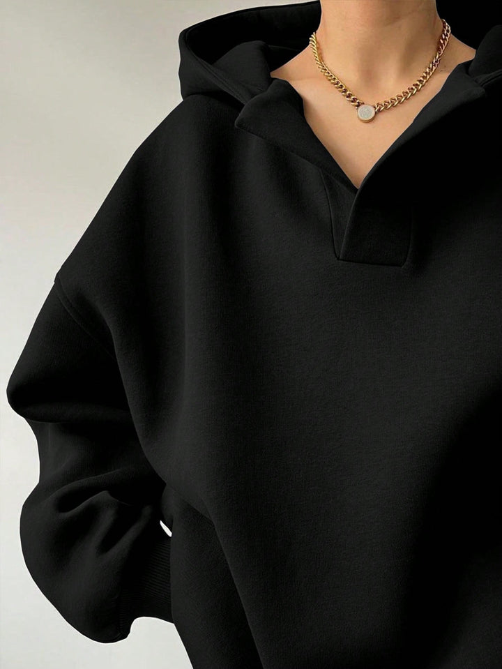 Damen Oversized Kapuzenpullover mit einzigartigem Kragen Drune
