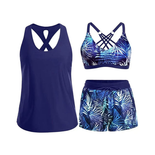 Damen Sport-Badeanzug-Set mit modischem Racerback und Shorts Drune