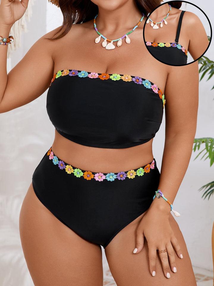 Damen Bandeau-Bikini-Set mit floralem Akzent Drune