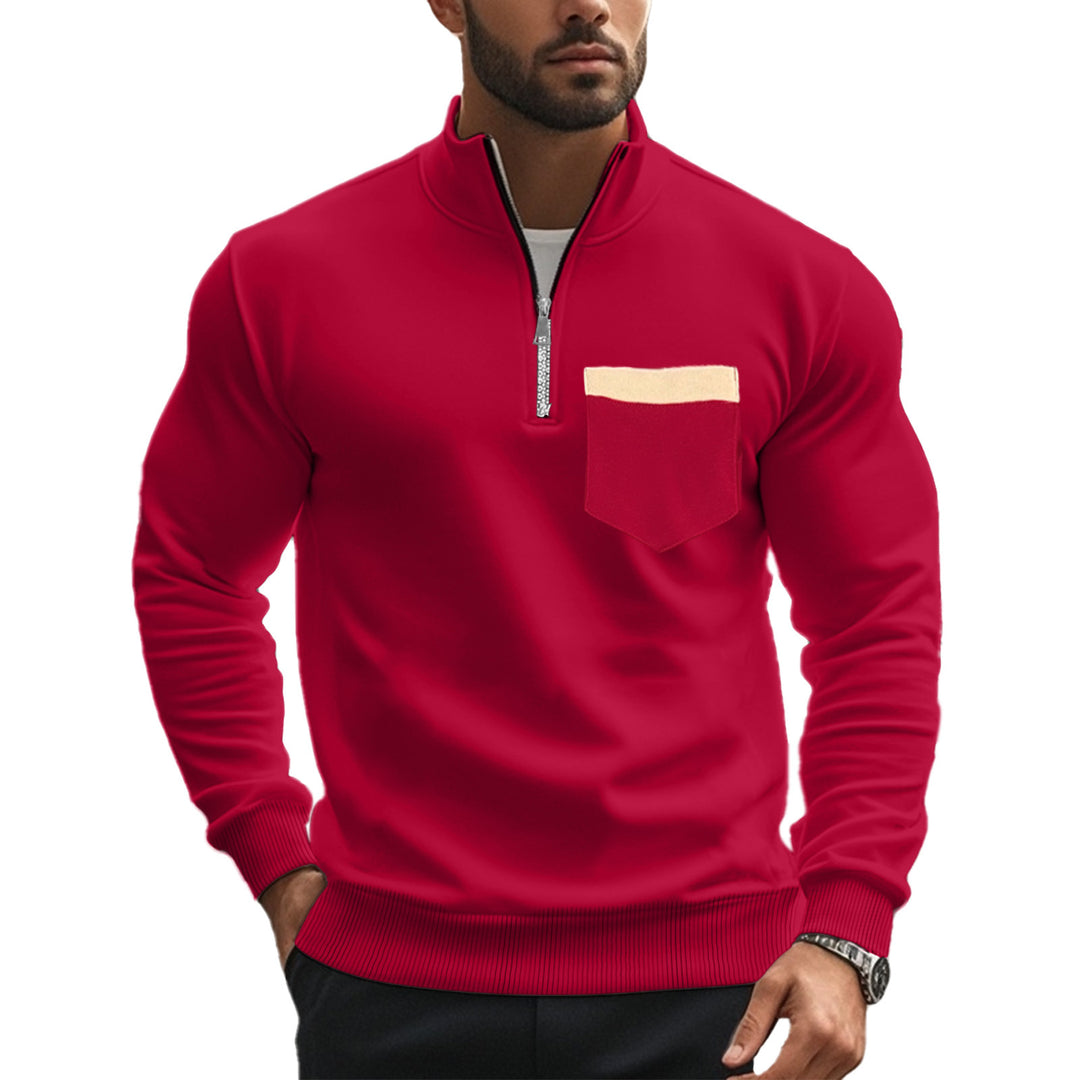 Herren nan thermischer Halbzip-Pullover mit Stehkragen und wärmendem Fleece-Innenfutter Drune