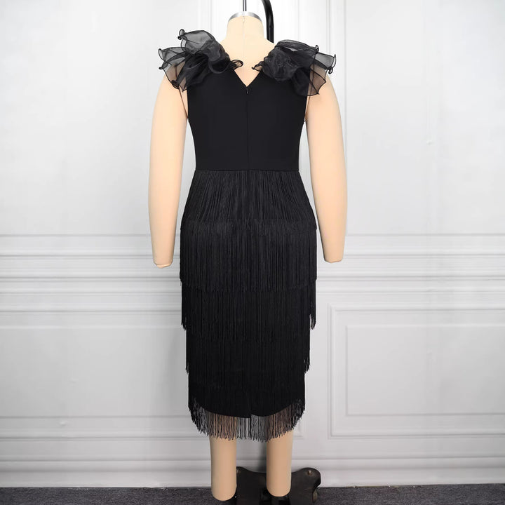 Damen figurbetontes Kleid mit Rüschendetails Drune