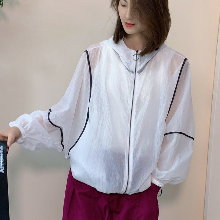 Damen leichte Kapuzenjacke mit elastischem Saum und reflektierenden Details Drune