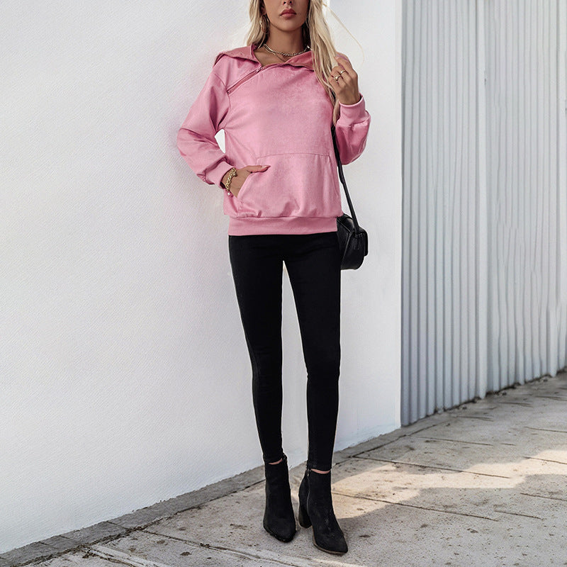 Damen lässiger Kapuzenpullover mit asymmetrischem Schnitt Drune