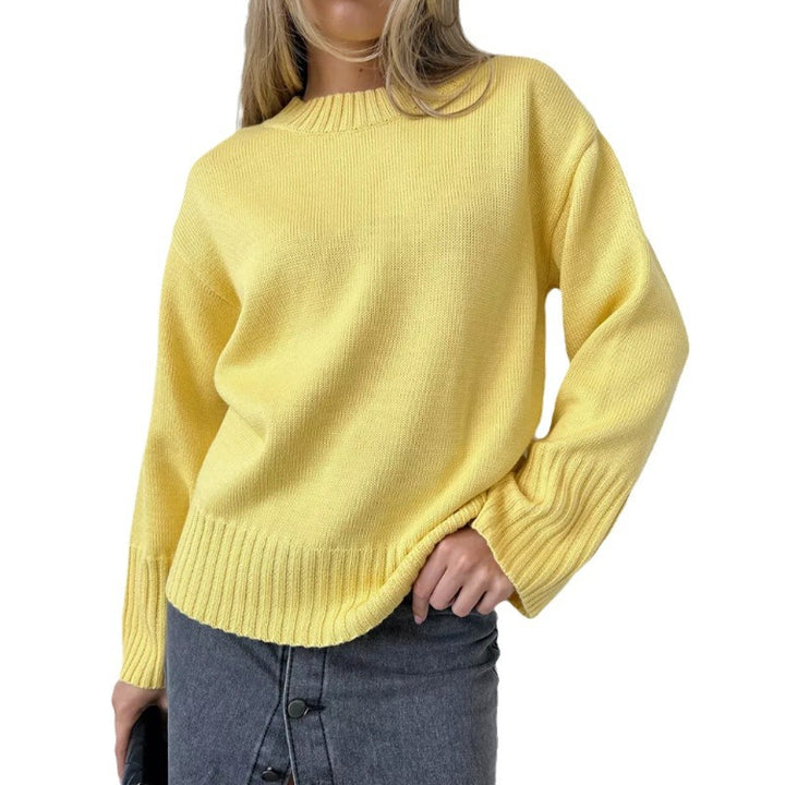 Damen eleganter Pullover mit weitem Schnitt und strukturierten Ärmeln Drune