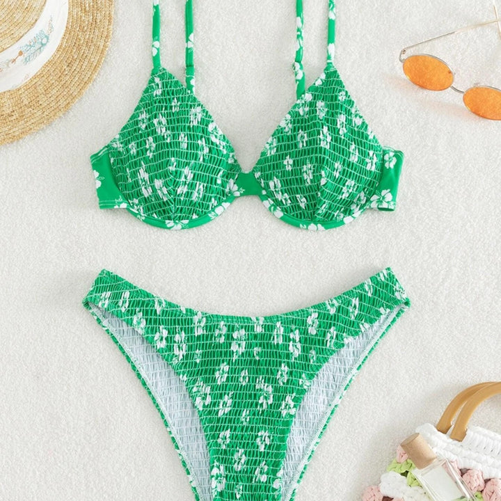Damen Hochtaillierter Bikini mit gepolstertem Oberteil und verstellbaren Trägern Drune
