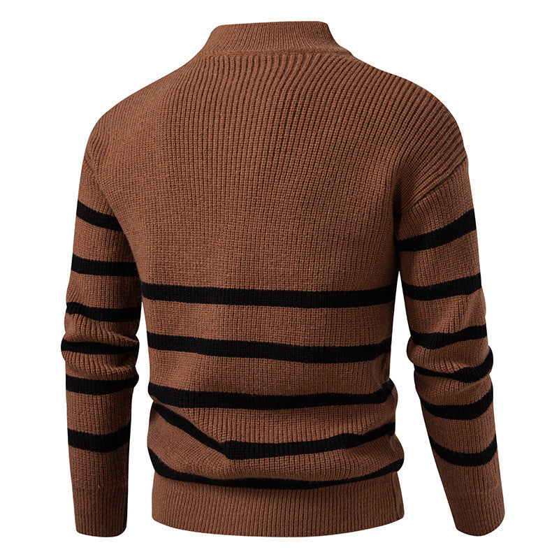 Herren modischer Rollkragenpullover mit strukturiertem Design und halbem Reißverschluss Drune
