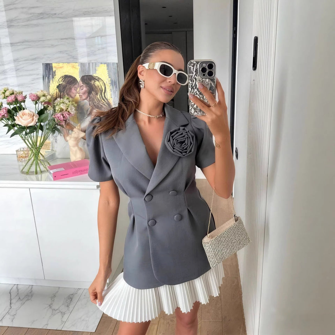 Damen Elegante Blazerjacke mit floraler Applikation Drune