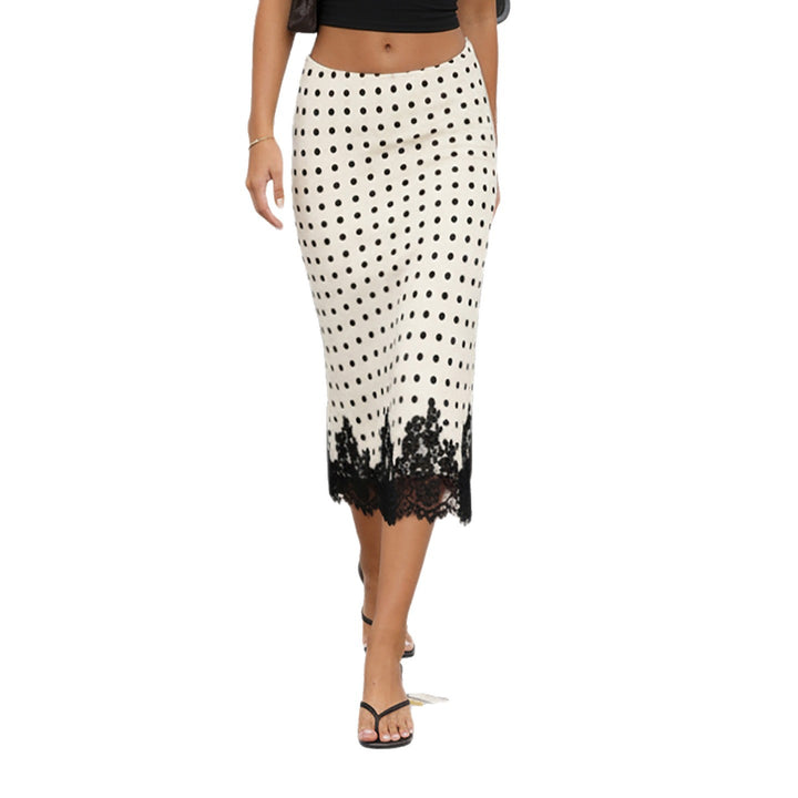 Damen Punktrock mit eleganter Spitzenbordüre Drune
