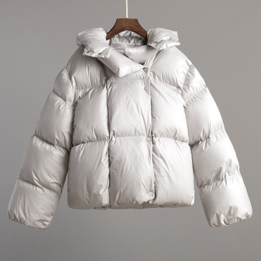 Damen Modische Daunenjacke mit hohem Kragen und Knopfverschluss Drune