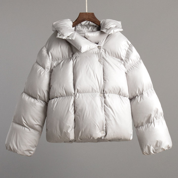 Damen Modische Daunenjacke mit hohem Kragen und Knopfverschluss Drune