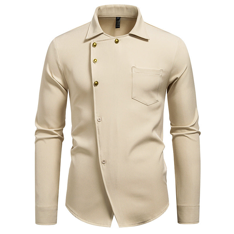 Herren elegantes Hemd mit asymmetrischem Knopfdesign Drune
