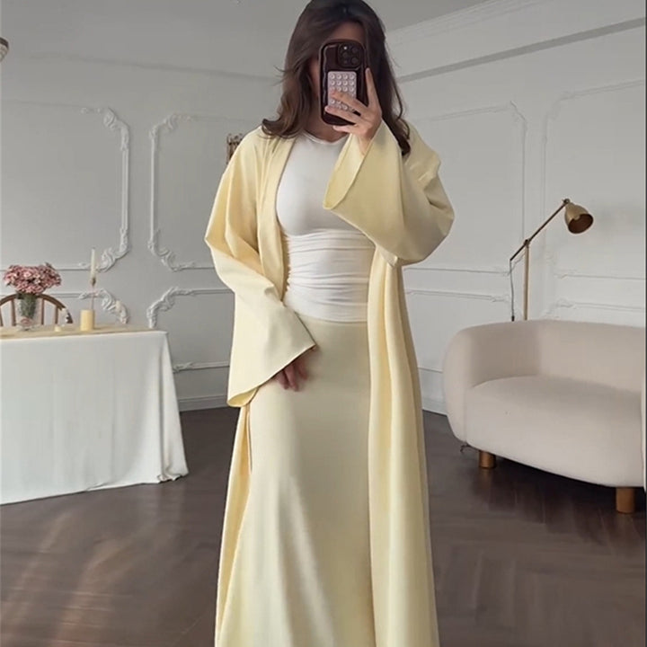 Damen eleganter Langmantel mit weich fließender Silhouette Drune