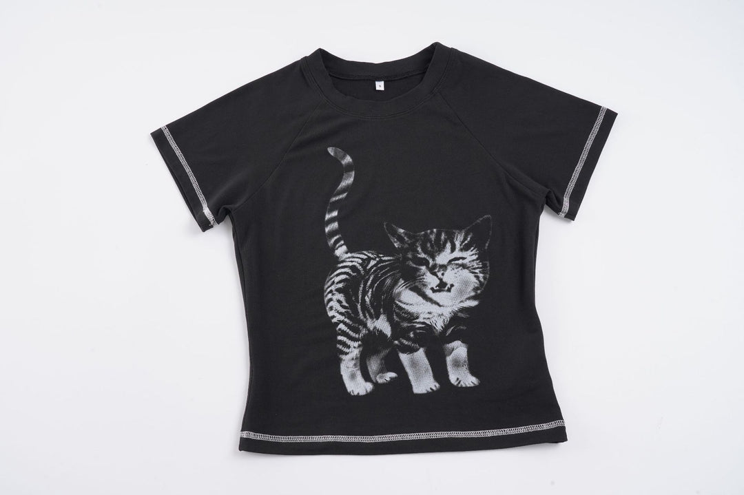 Damen T-Shirt mit kreativem Tierdruck und hochwertigem Baumwollmaterial Drune