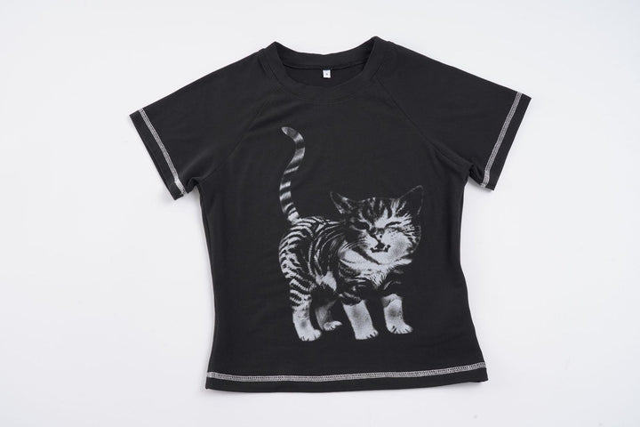 Damen T-Shirt mit kreativem Tierdruck und hochwertigem Baumwollmaterial Drune