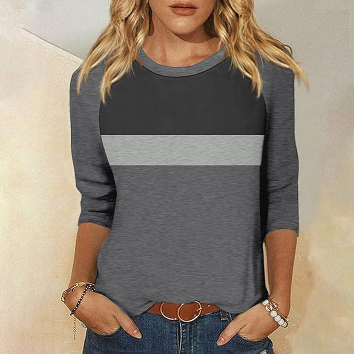 Damen Freizeit-T-Shirt mit modischem Farbblockdesign Drune