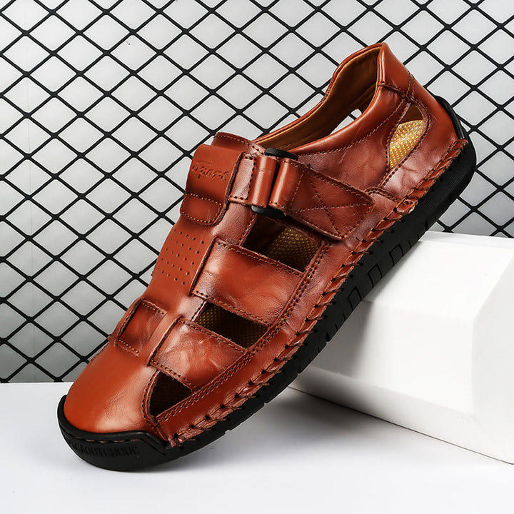 Herren Bequeme Leder-Sandalen mit verstellbarem Riemen Drune