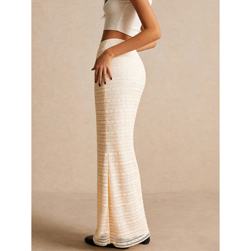 Damen Eleganter Maxirock mit strukturiertem Design und elastischem Bund Drune