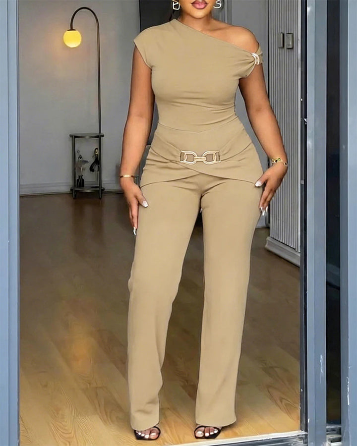 Damen Elegantes One-Shoulder Jumpsuit Drune