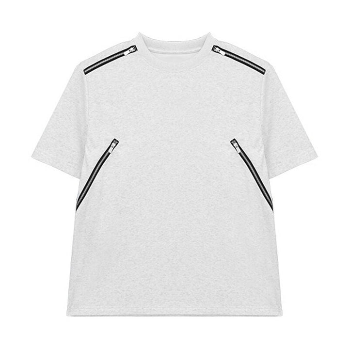Unisex Designer T-Shirt mit seitlichen Reißverschlusstaschen Drune