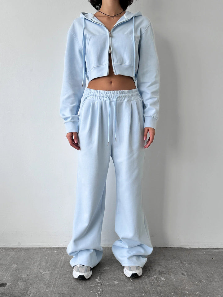 Damen lässiges Cropped Hoodie- und Jogginghose-Set Drune