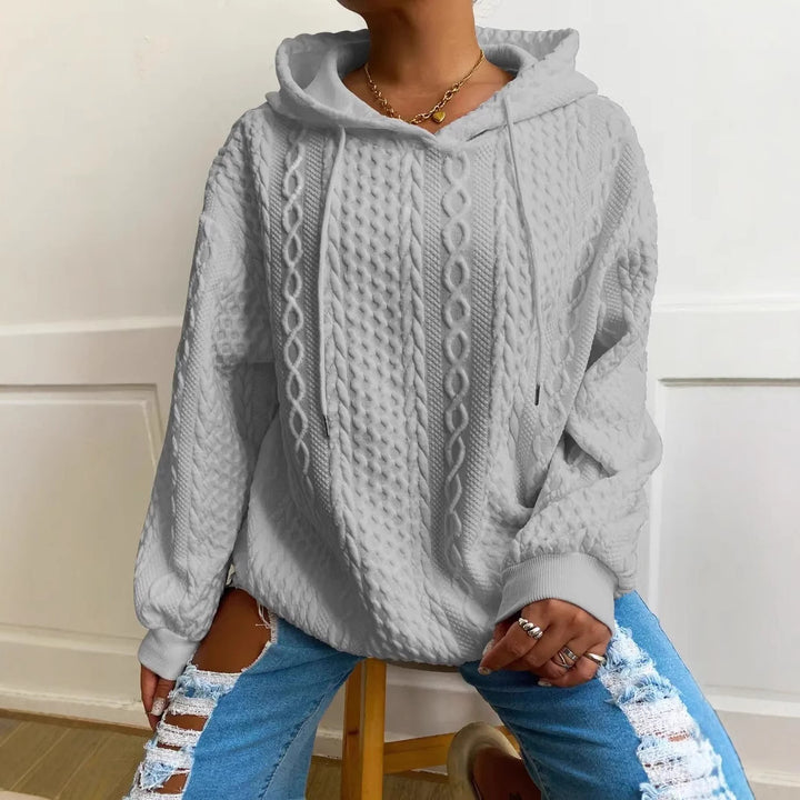 Damen gemütlicher Hoodie mit strukturiertem Strickdesign Drune