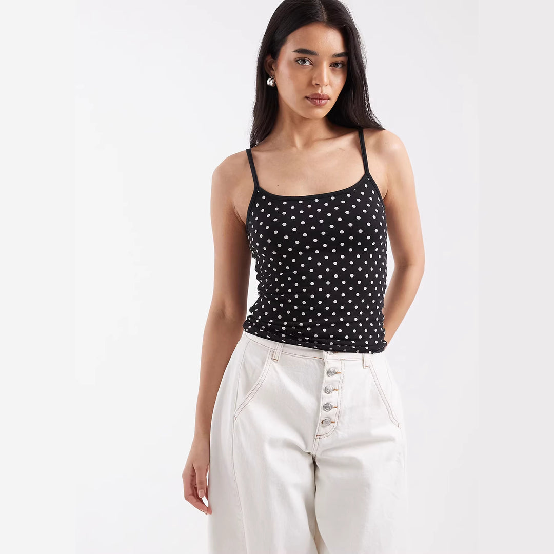 Damen Spaghettiträgertop mit Polka-Dots Drune