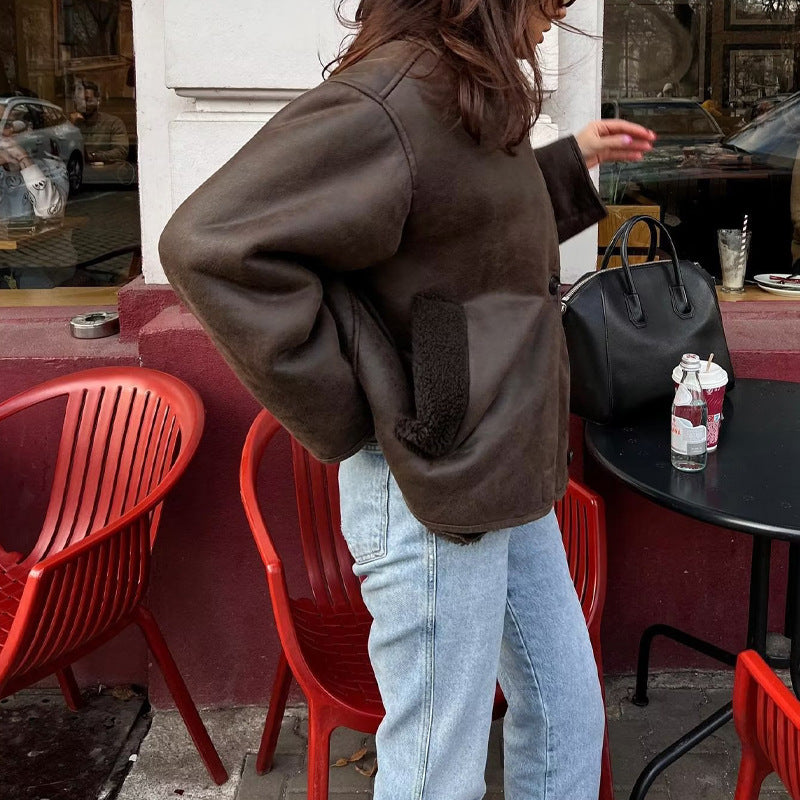 Damen modische Übergangsjacke mit weich gefüttertem Kragen und praktischen Taschen Drune