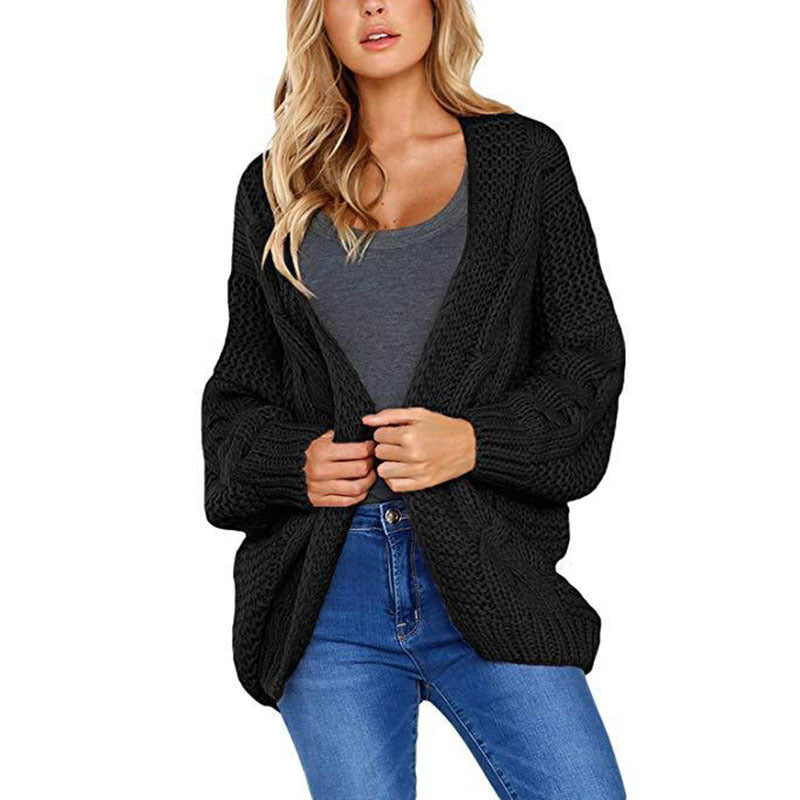 Damen Grobstrick-Cardigan mit elegantem Zopfmuster und weitem Schnitt Drune