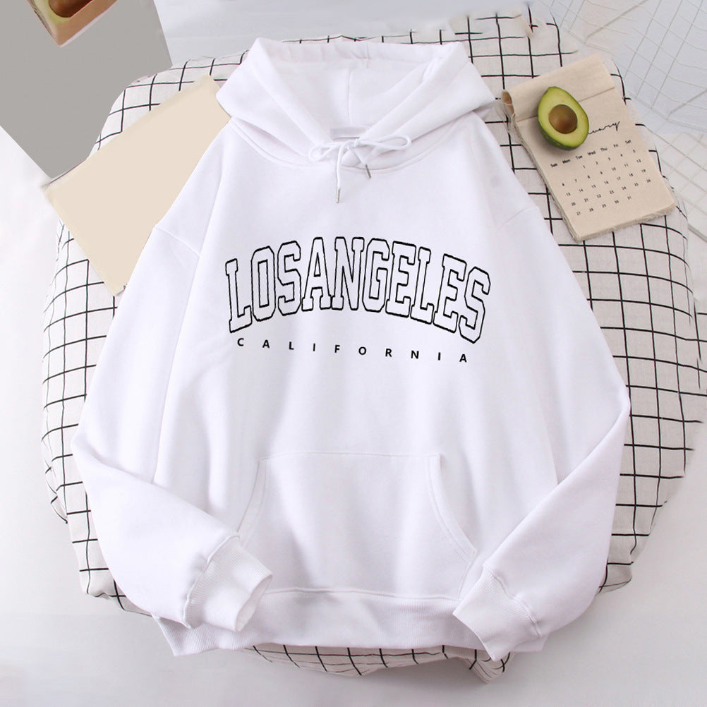 Damen Kapuzenpullover mit modernem Los Angeles Print und weitem Schnitt Drune