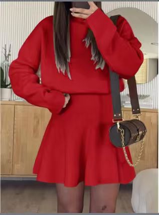 Damen modischer Strickkleid mit Hoodie Drune