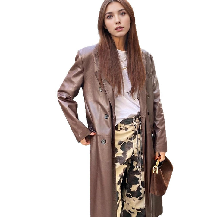 Damen elegante Kunstlederjacke Drune