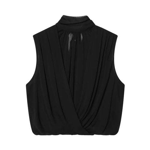 Damen ärmelloses Drapé-Oberteil mit elegantem Halsschlitz und fließendem Schnitt Drune