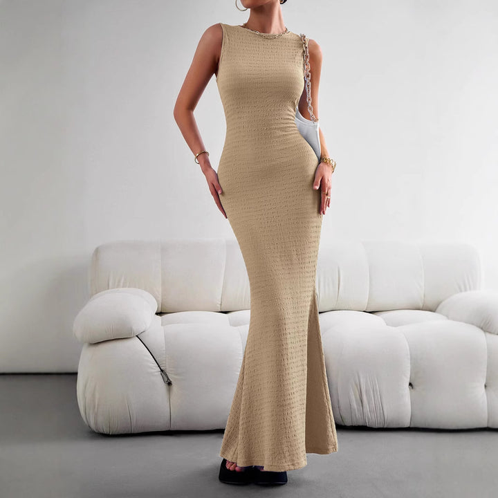 Damen figurbetontes Maxikleid mit elegantem strukturiertem Obermaterial Drune