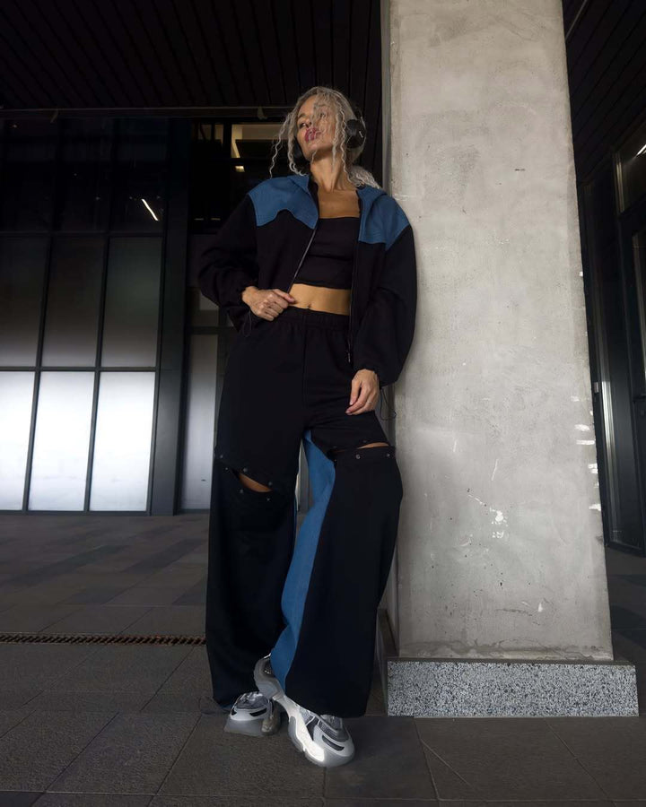 Damen Urbaner Sportanzug mit lässiger Jacke und weiten Hosen Drune