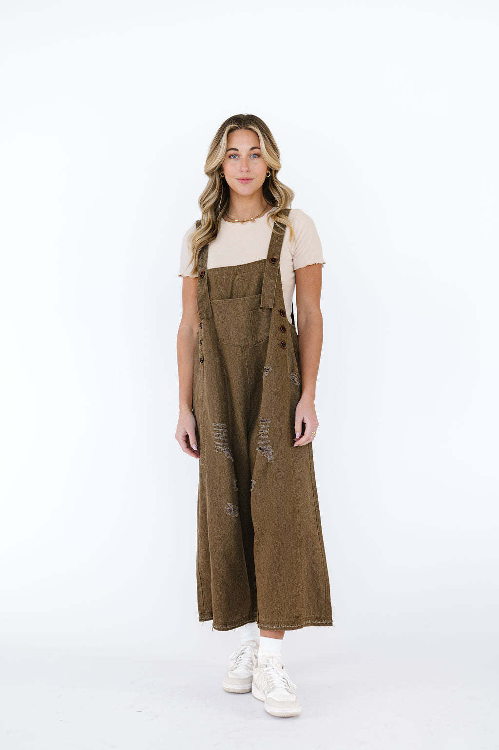 Damen lässige Denim-Latzhose mit trendigen Destroyed-Details Drune