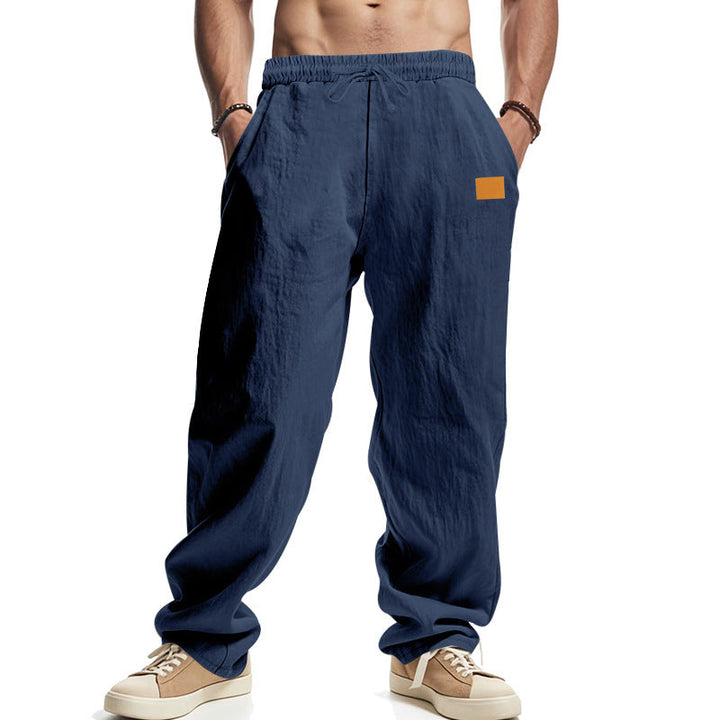 Herren lässige Leinenhose mit elastischem Bund und großzügigen Seitentaschen Drune