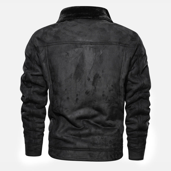 Herren nan gefütterte Lammfelloptik Jeansjacke mit Teddyfutter und Druckknopfleiste Drune