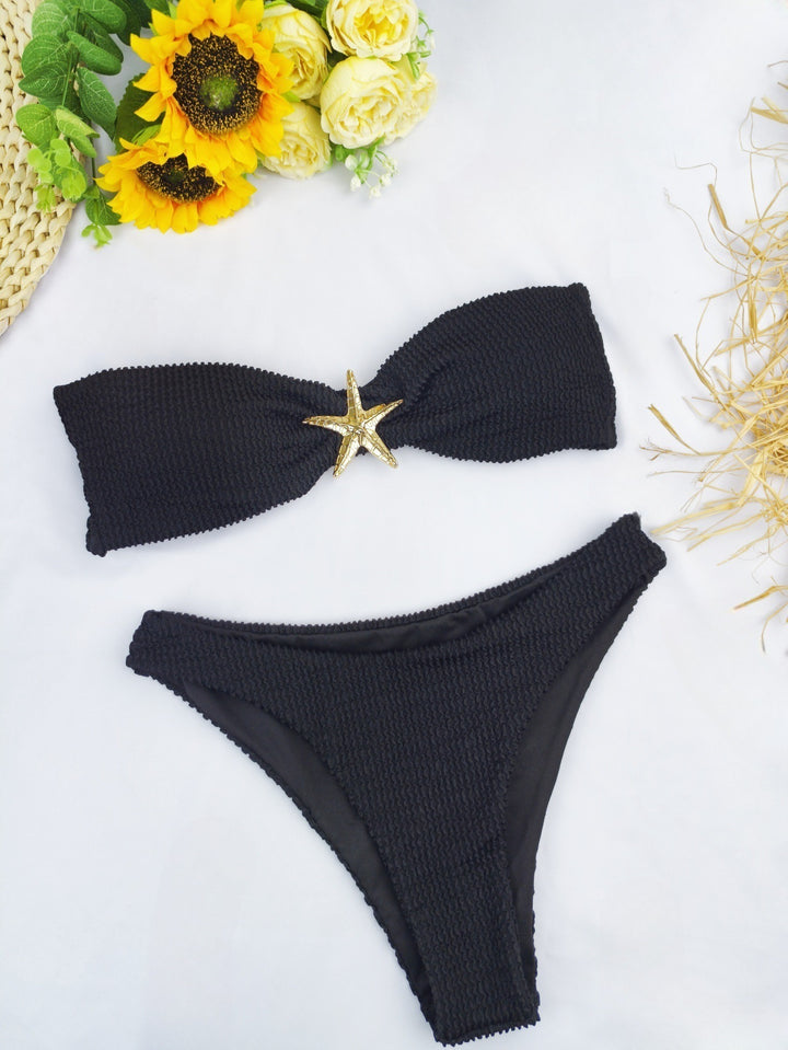 Damen Bikini-Set mit eleganter Schleifenverzierung und verstellbaren Trägern Drune