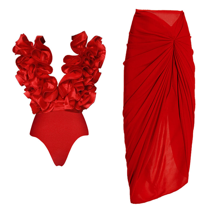 Damen auffälliges Badeanzug und Palazzo-Hose Set Drune