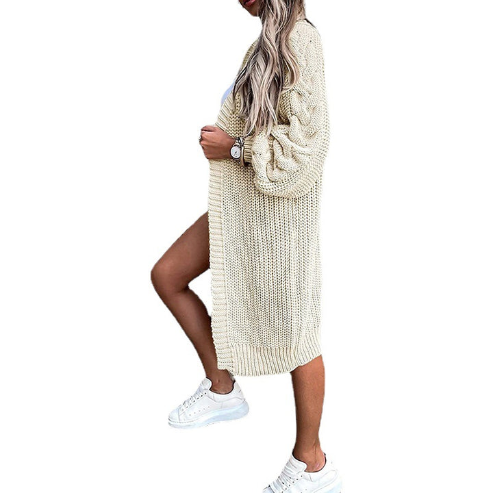 Damen Grobstrick-Longcardigan mit puffärmel und lässiger Passform Drune