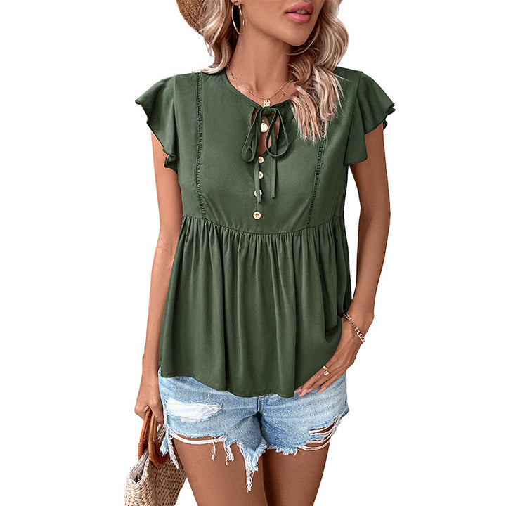 Damen Bluse mit Rüschendetails und Knopfverschluss Drune