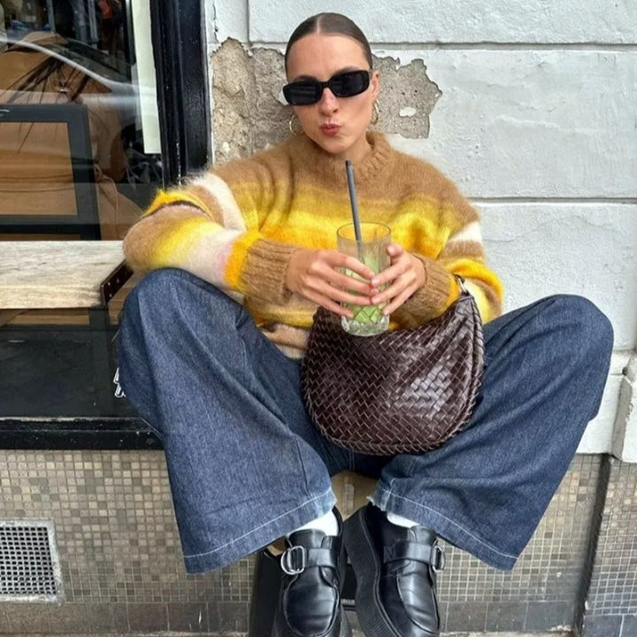 Damen Grobstrick Pullover mit lässiger Passform und oversized Schnitt Drune