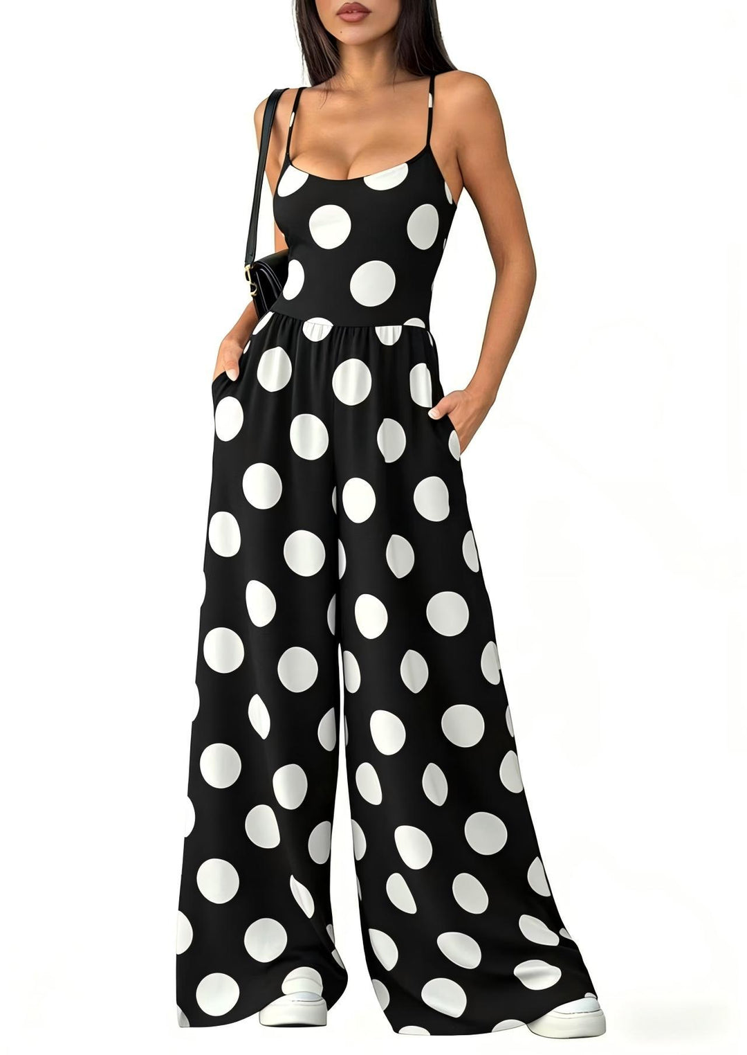 Damen Eleganter Jumpsuit mit geometrischem Print und breiten Beinen Drune
