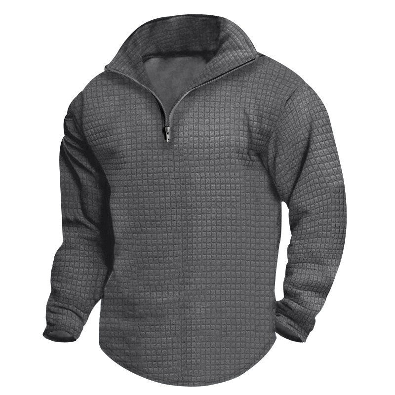Herren nan thermoregulierender Waffel-Halbzip-Pullover mit Stehkragen und gerundetem Saum Drune