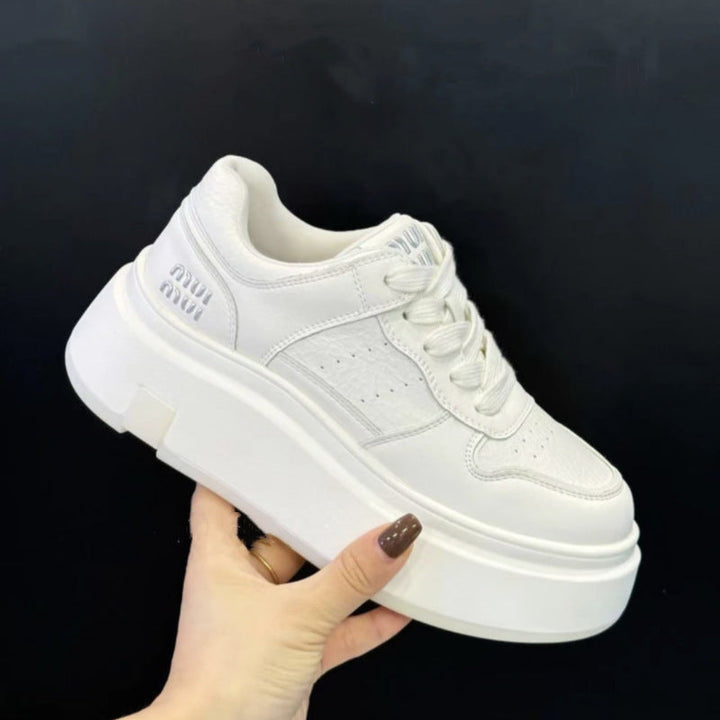 Damen Chunky Sneaker mit hoher Plattform und atmungsaktiver Obermaterialstruktur Drune