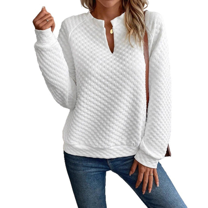 Damen Strickpullover mit strukturiertem Muster und modischem V-Ausschnitt Drune
